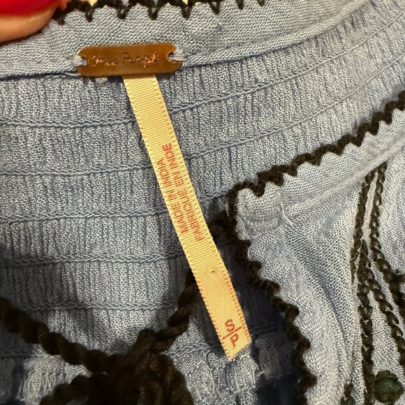 Free People Wind Willow Embroidered Mini Peasant Boho Blue Dress Size‎ S - Picture 9 of 10
